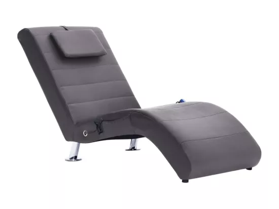 Prolenta Premium - Chaise longue de massage avec oreiller gris similicuir