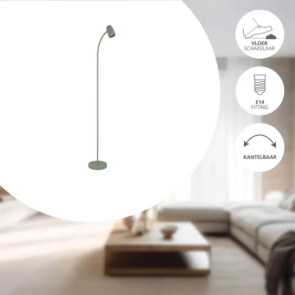 EGLO Carlo Vloerlamp - E14 - 170 cm - Groen - Kantelbaar