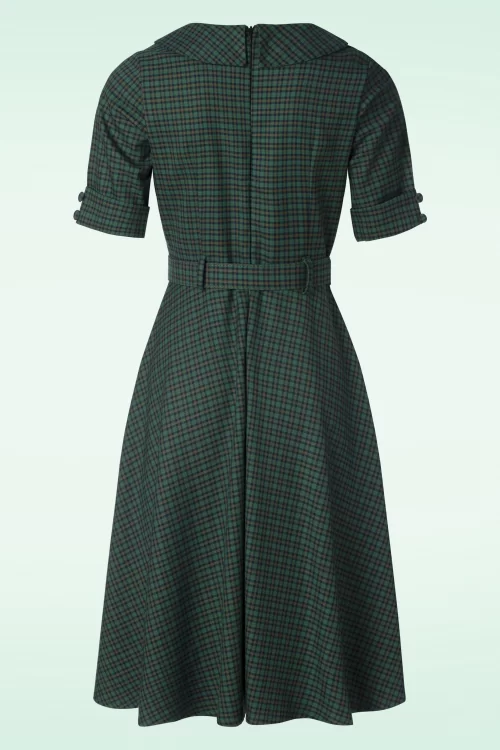 Vixen Shelly check blouse-jurk in groen