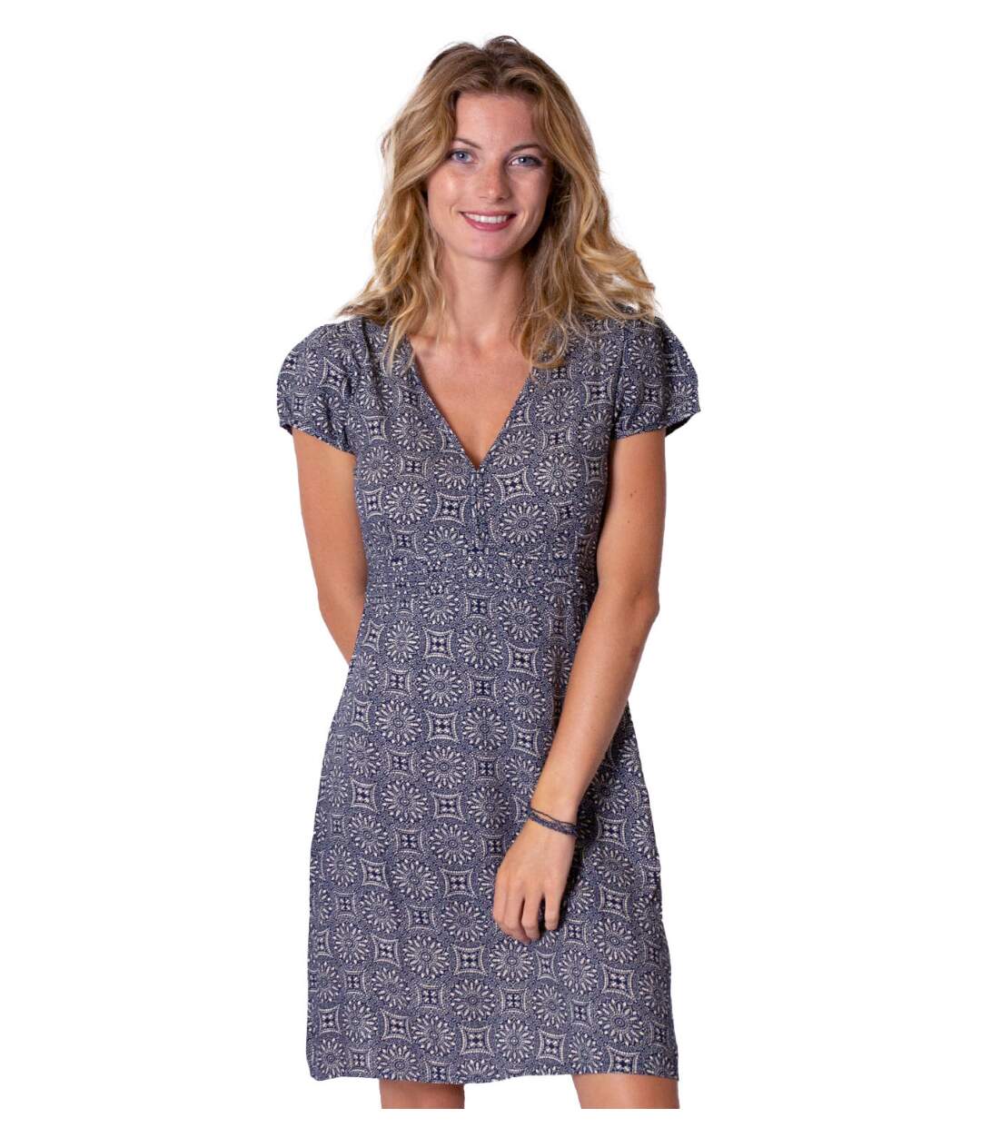 Robe courte cintrée TANIA imprimé ethnique Coton Du Monde