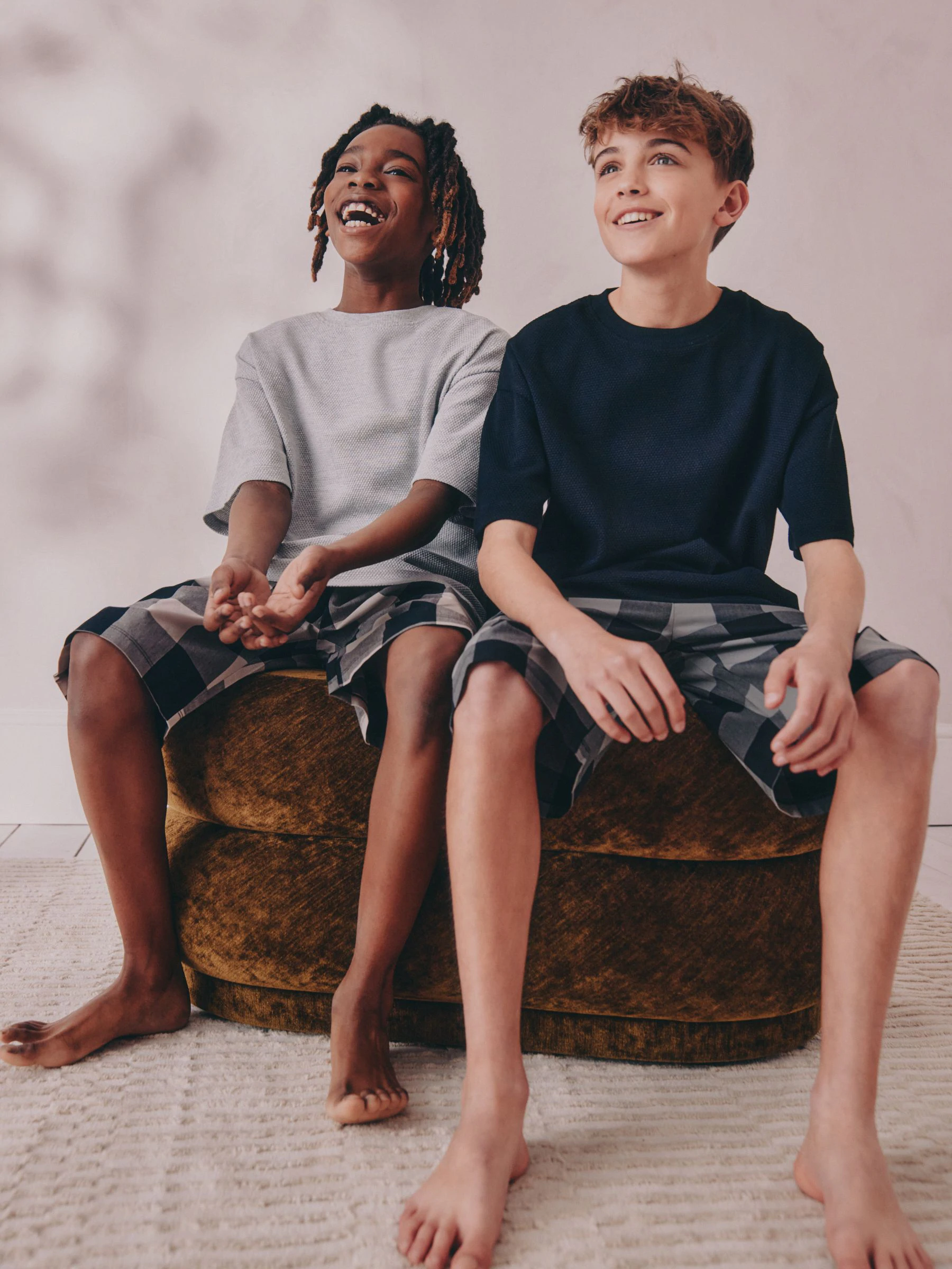 Zwart/grijs - 2 Pack Geweven Ruit Oversized Pyjama's (3-16jr)