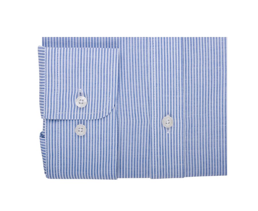 Chemise coton et lin Bleu Océan et liseré Blanc - EDIBERT