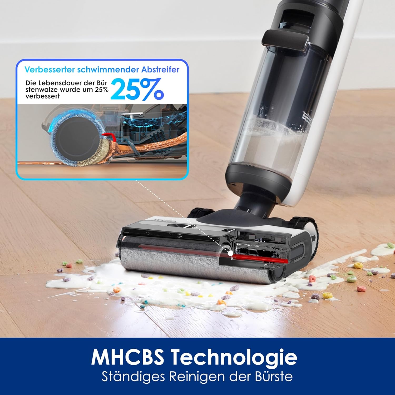 Tineco Floor ONE Switch S7 Nass Trockensauger, Saugwischer 40min, Staubsauger 50min, 70℃ Flashdry, Beidseitige Kantenreinigung, ZeroTangle Bürste, Dreifache Batterielebensdauer, für das Ganze Haus