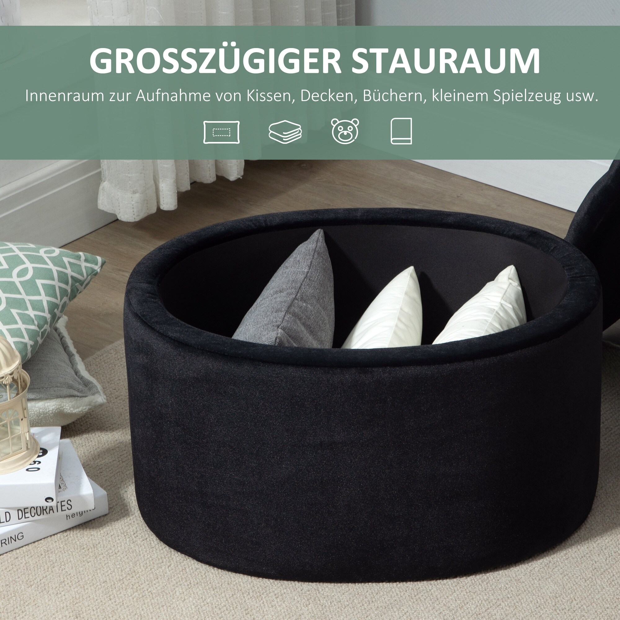 HOMCOM Sitzbank ovalförmig mit Stauraum 71B x 52T x 42H cm