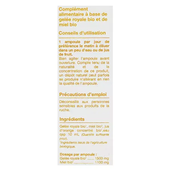 Ampolas de Geleia Real Orgânica Nat & Form, 20 unidades