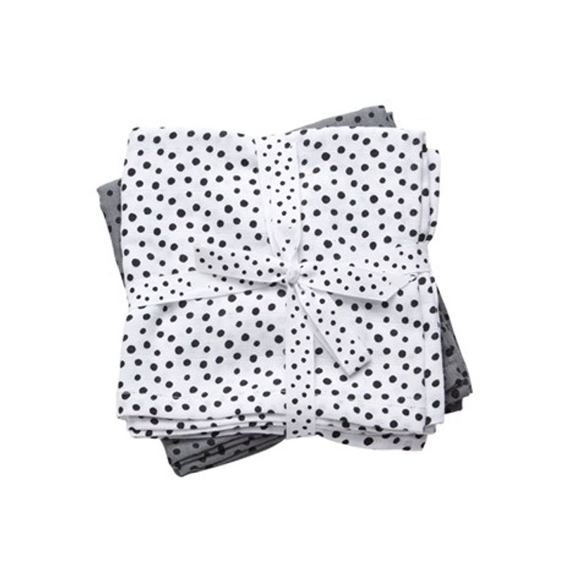 Done by Deer Musselin Stoffklut, 2 pakning Happy Dots Grå