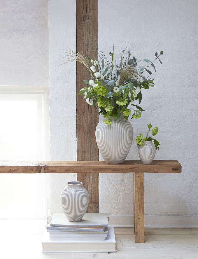 Knabstrup Keramik Knabstrup, vase, hvid riller, 35 cm Ripple white