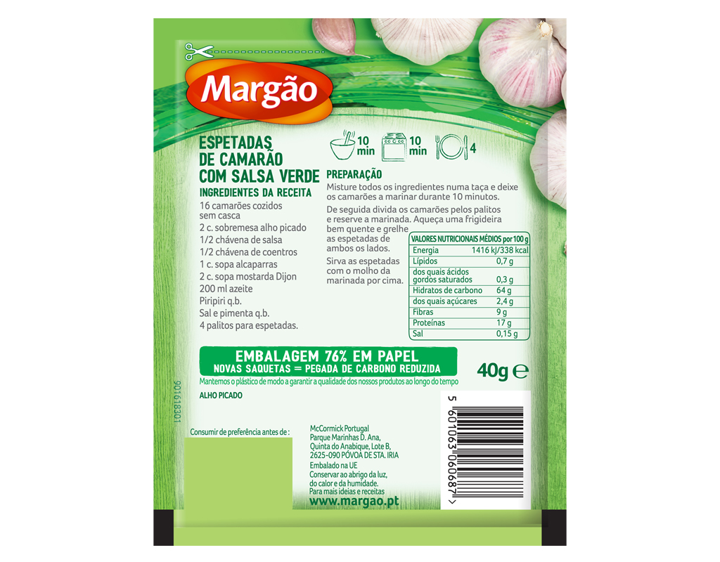 ALHO PICADO MARGÃO SAQUETA 40G