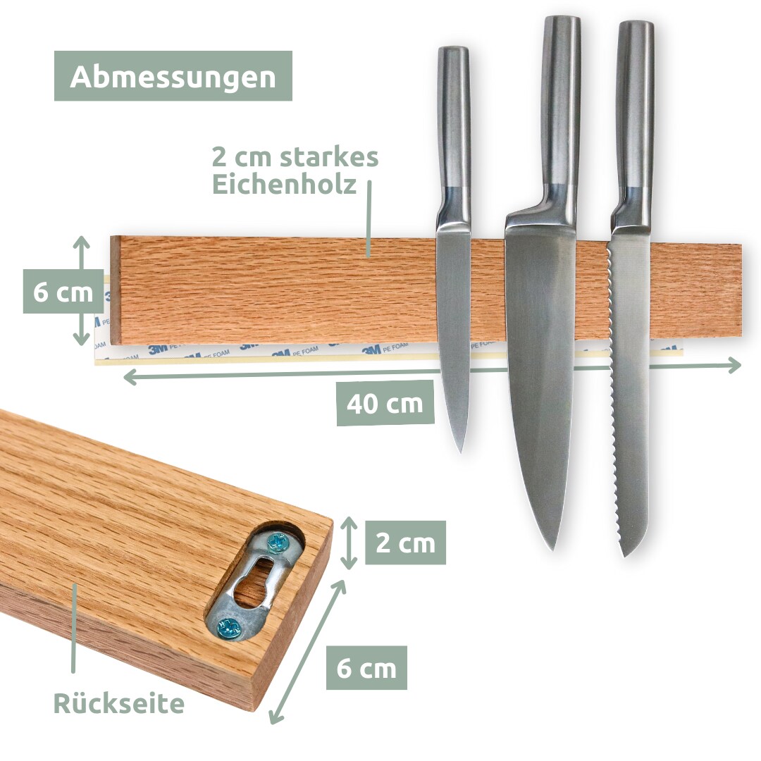 holz4home® Messerleiste magnetisch zum Kleben oder Schrauben