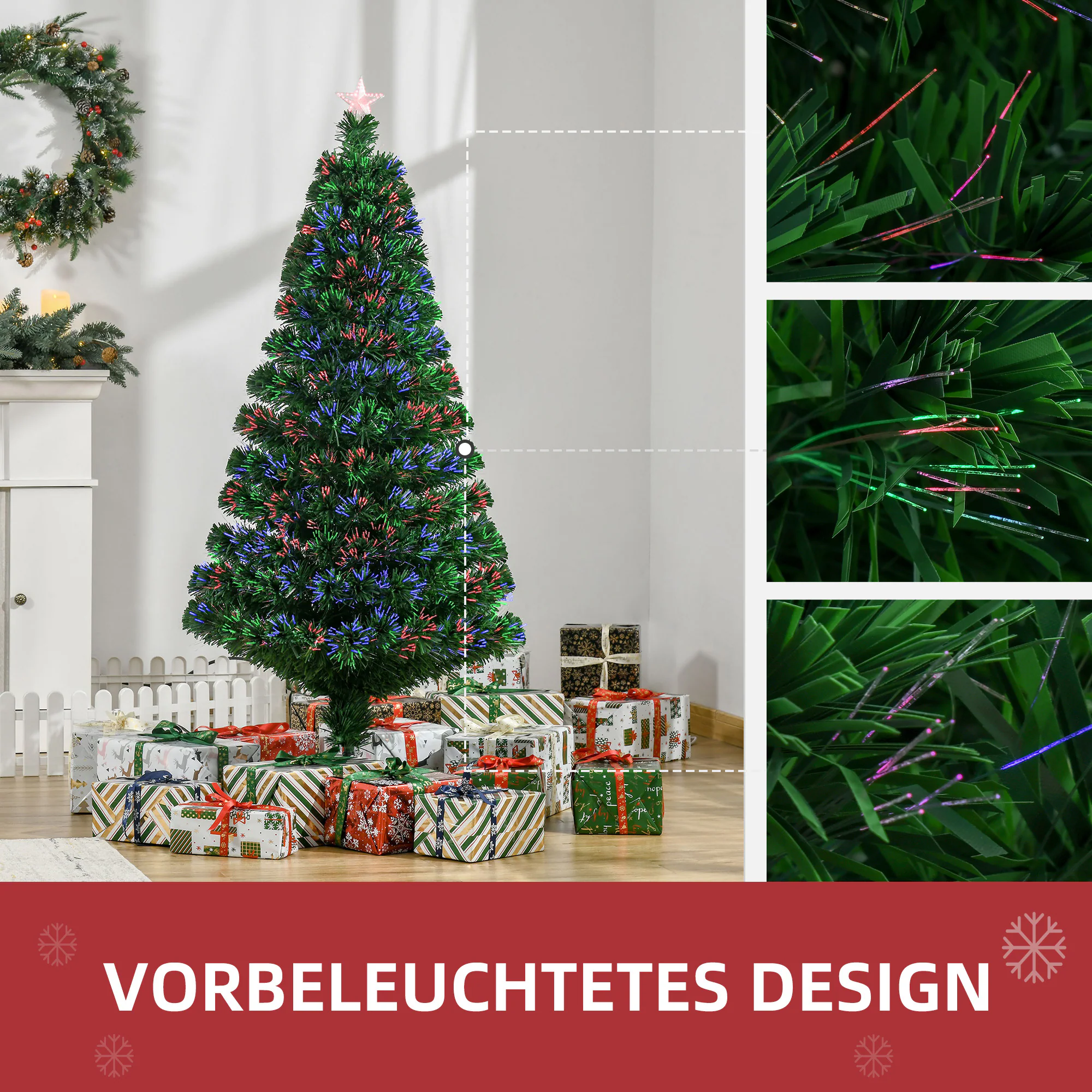 HOMCOM Weihnachtsbaum inklusive Metallständer grün 60 x 150 cm (ØxH)