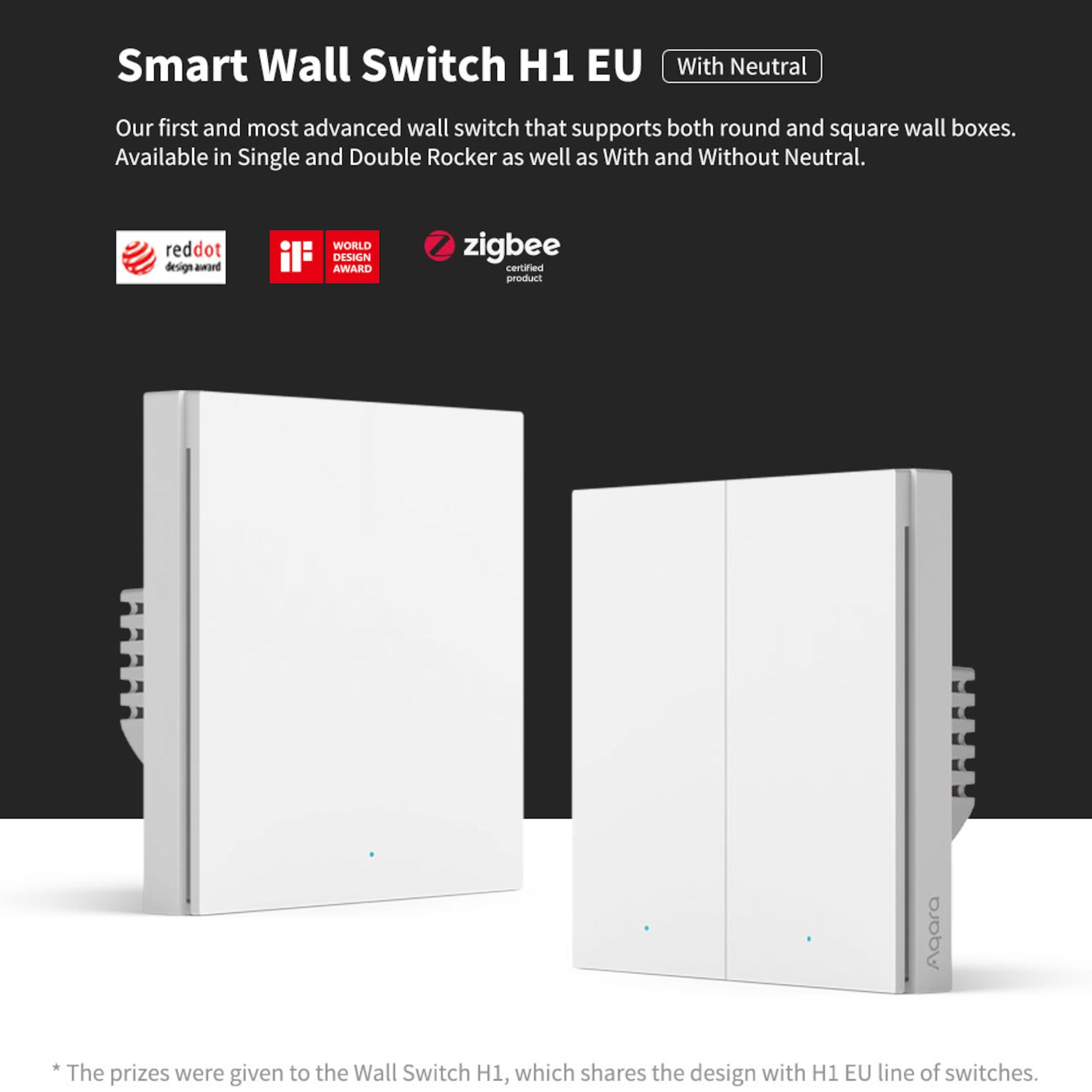 Aqara Smart Wall Switch H1 Singel med nøytralleder