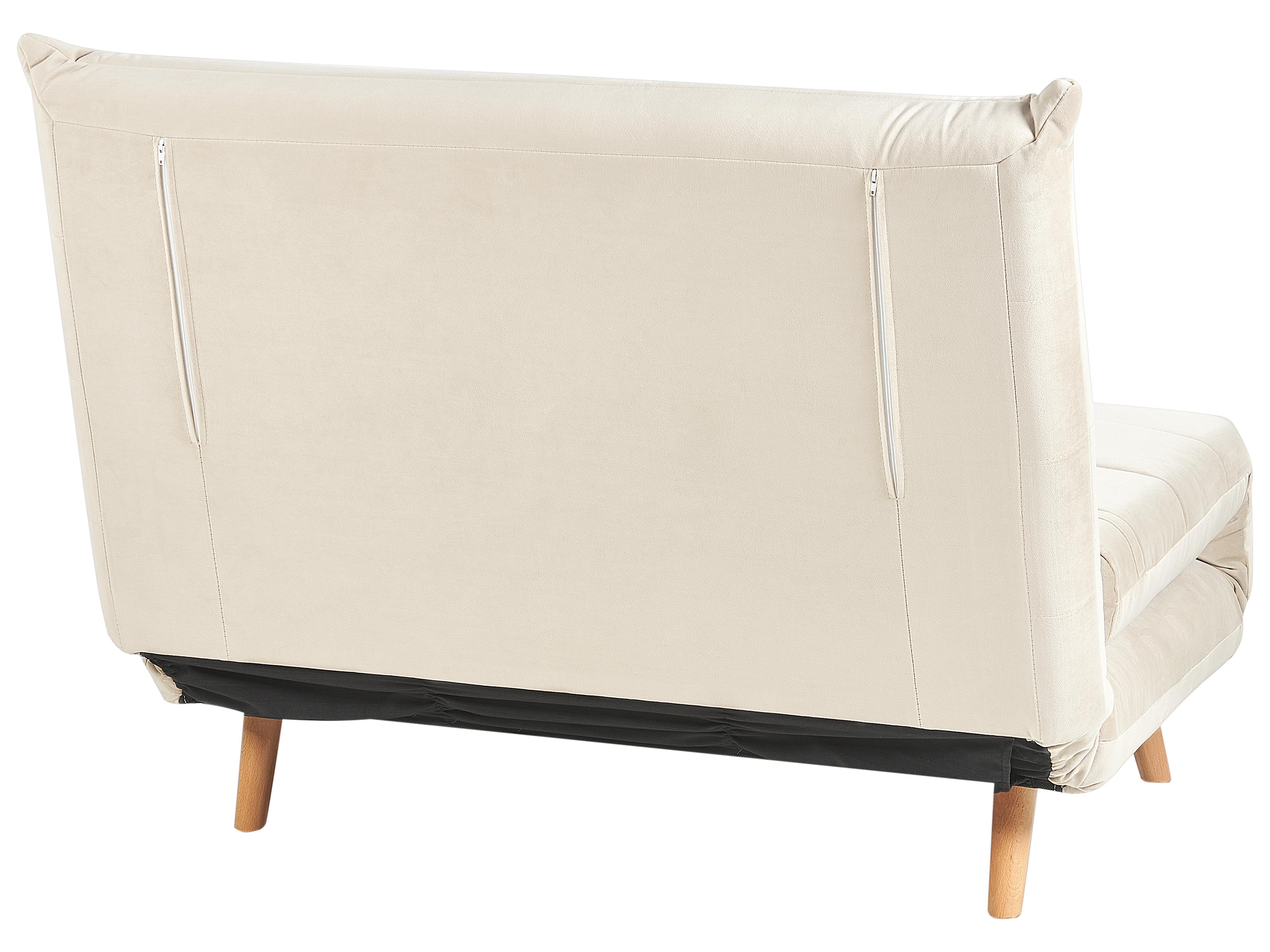 Eenpersoons slaapbank SETTEN Fluweel Lichtbeige