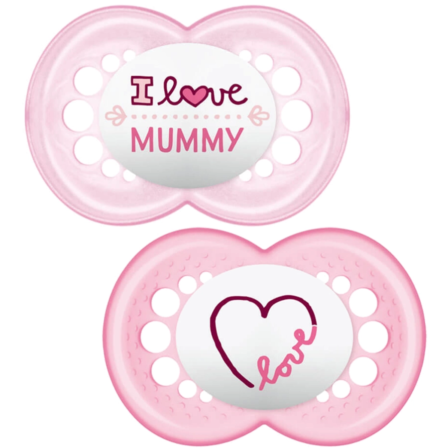Schnullireich Schnullerkette mit Namen + MAM Schnuller Mummy 6-18 Mon. Rosa