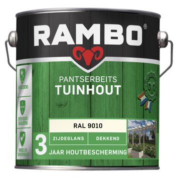 Rambo Pantserbeits Tuinhout zijdeglans dekkend RAL 9010 2,5 liter