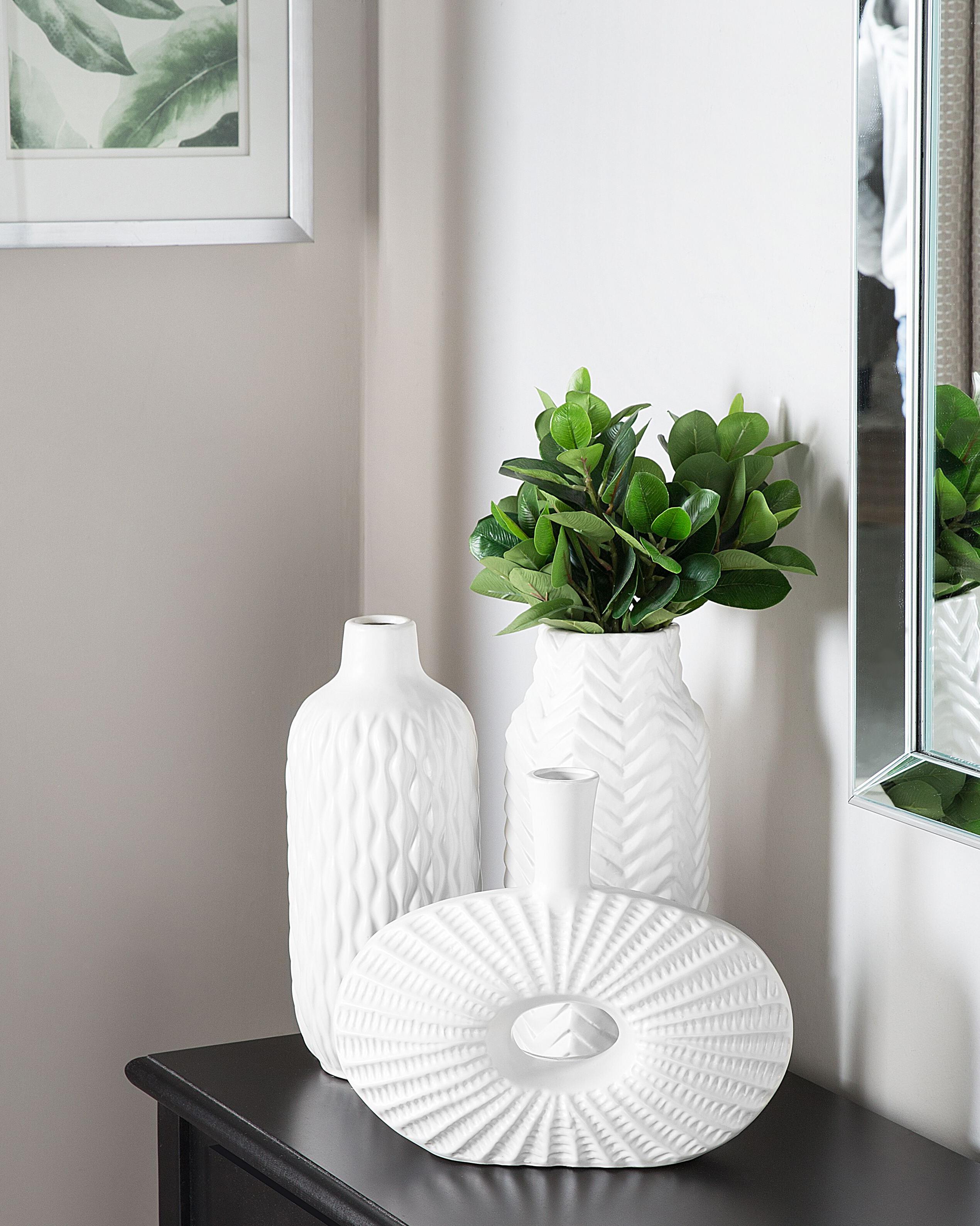 Decoratieve vaas XANTHOS Steengoed 32 cm Wit