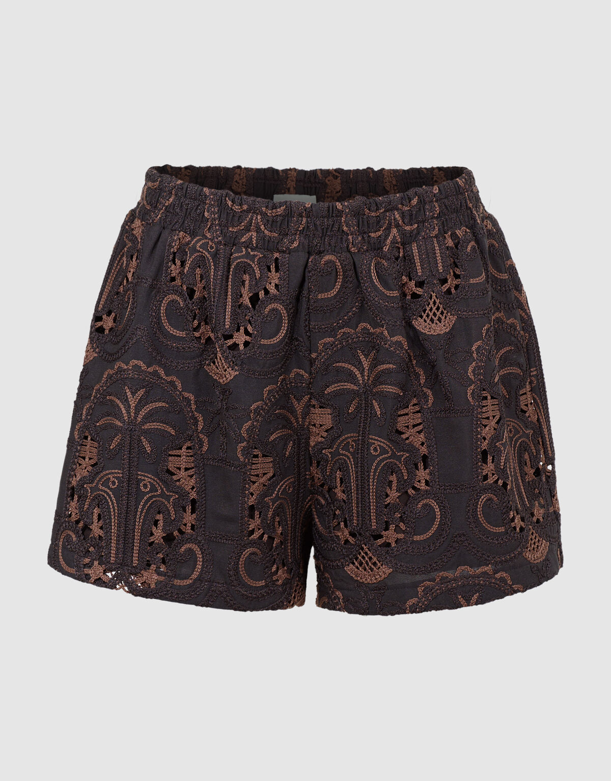 Embroidery Short Donkerbruin