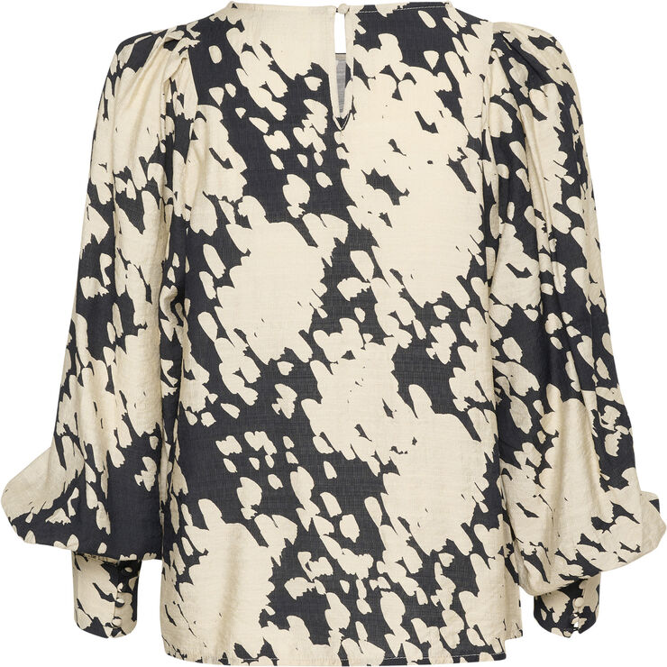 Kaffe KAlouise Blouse Black/sand graphic cloud