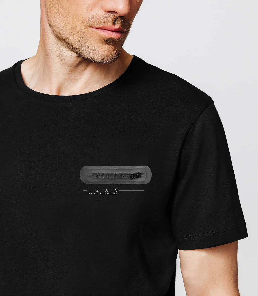 T-shirt noir zip
