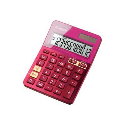 Calculatrice de bureau Canon LS- 123K - 12 chiffres - alimentation batterie et solaire - rose