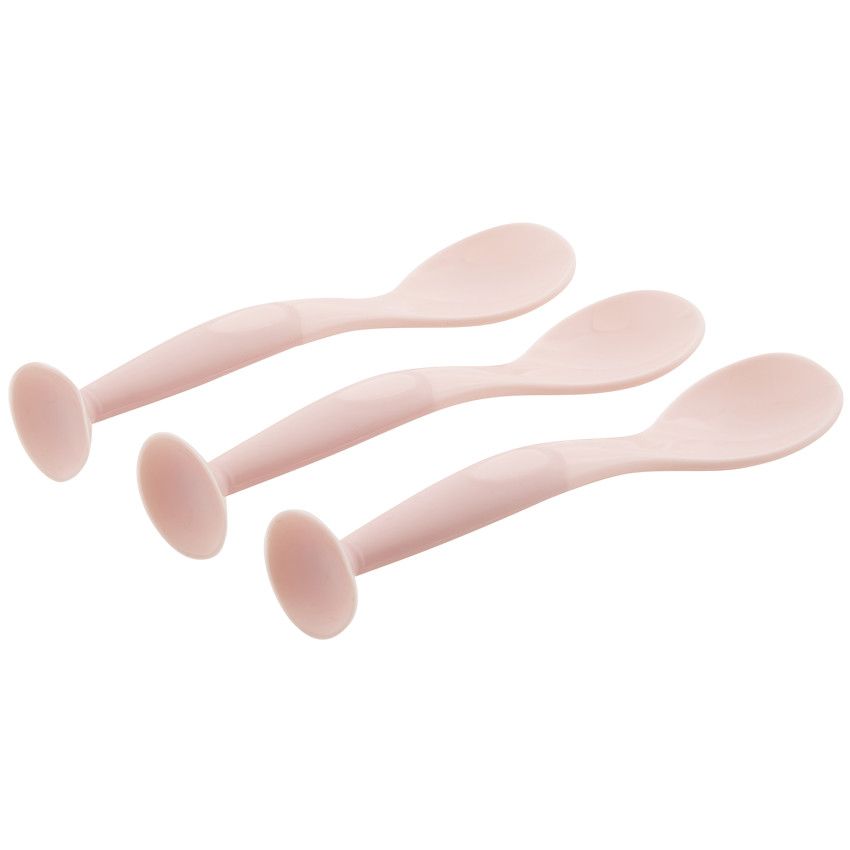 Lot de 3 couverts à ventouse Yummix rose - Ecru