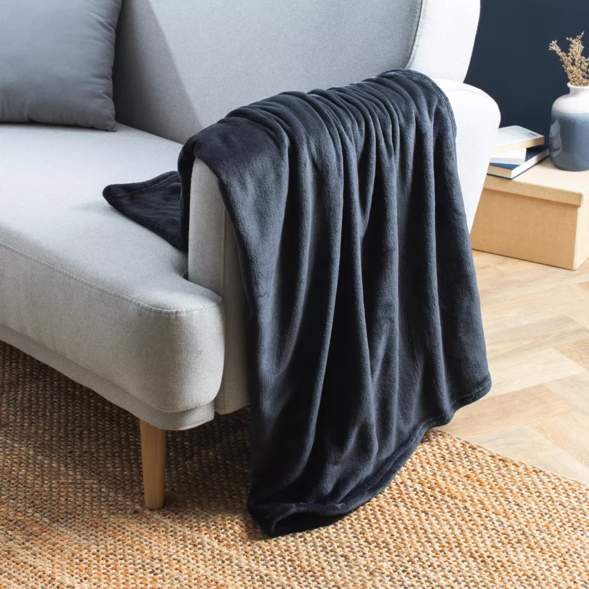 Plaid doux flanelle (130 x 180 cm) Didou Gris anthracite