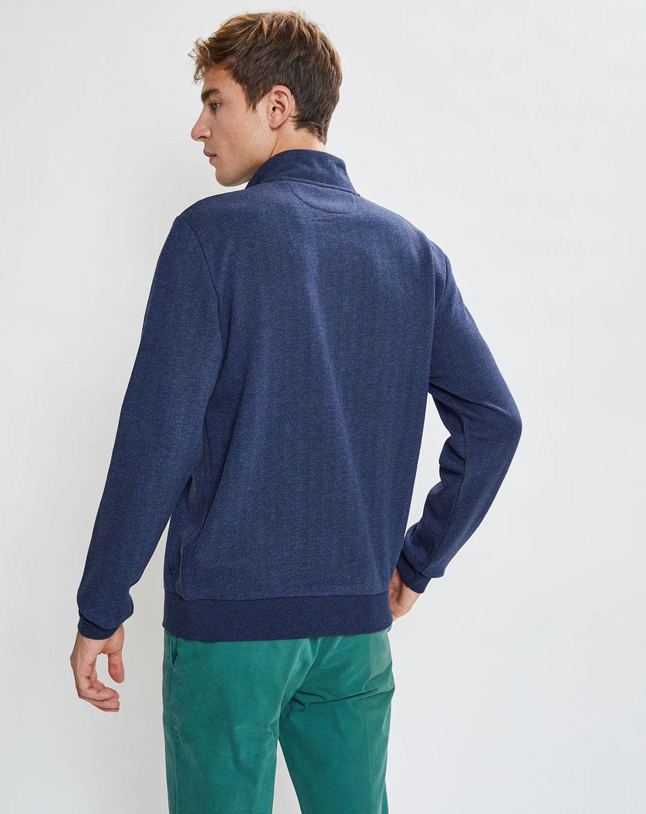 Hackett London Sweat col montant Chevron bleu