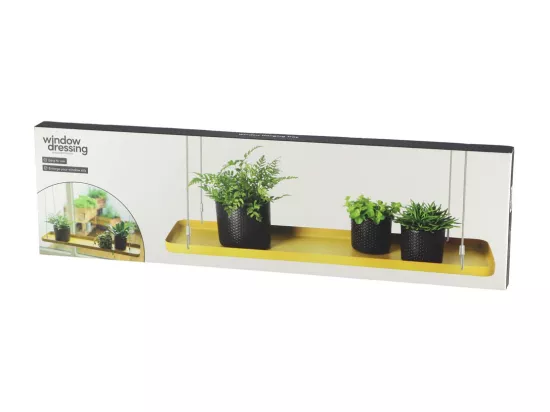Support à plantes rectangulaire à suspendre doré Longueur de 58 cm