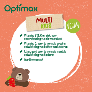 Optimax Multivitaminen Kids Aardbei Kauwtabletten 90TB