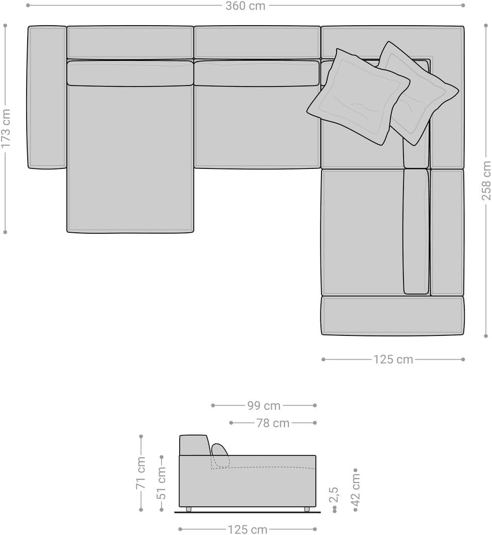 DELIFE Wohnlandschaft Sirpio XL Mikrofaser Khakibraun 360x260 cm Recamiere variabel