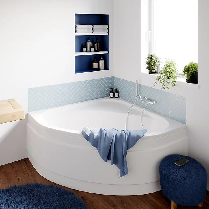 Baignoire d'angle 140x140 cm Cavally blanc