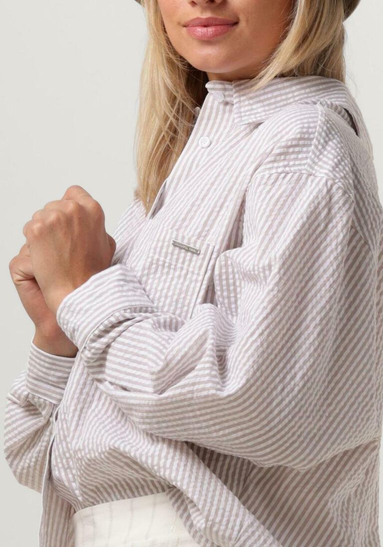 COLOURFUL REBEL zand colourful rebel blouse vicky striped dropped shoulder blouse