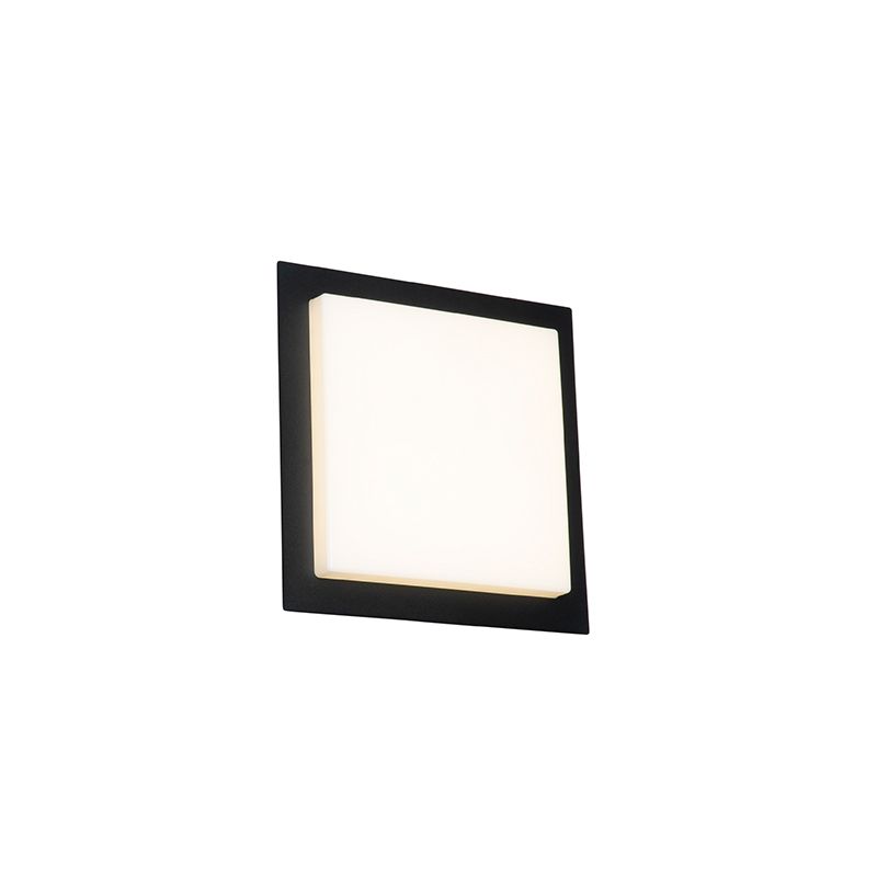 Moderne plafondlamp zwart vierkant incl. LED IP44 - Lys