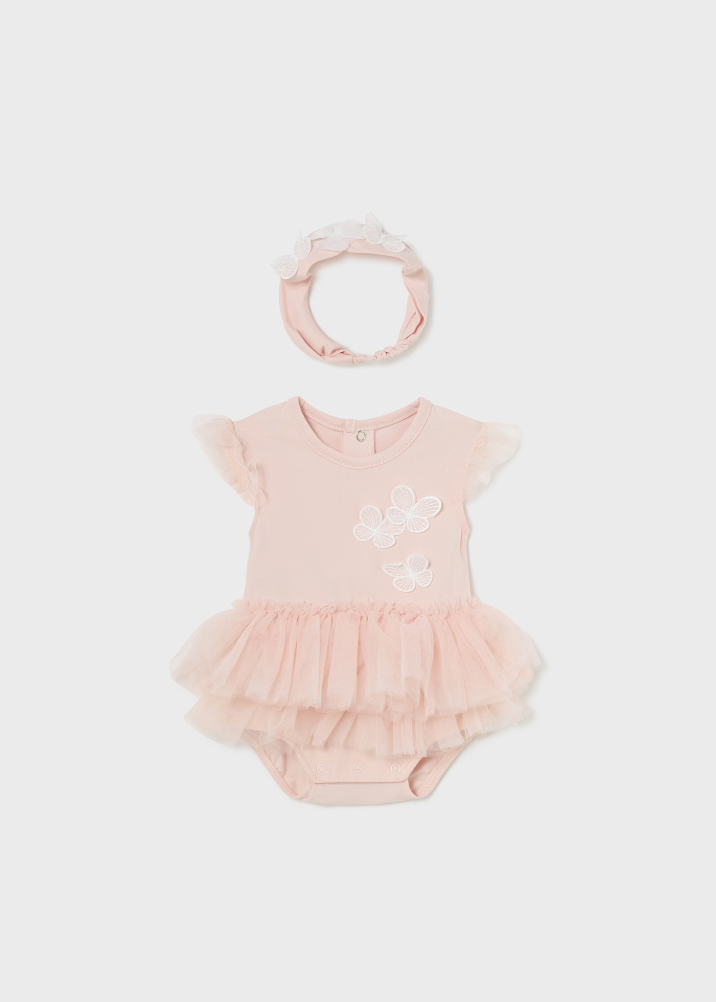 Body de algodão Better Cotton branco com tutu e faixa de cabelo para recém-nascido.
