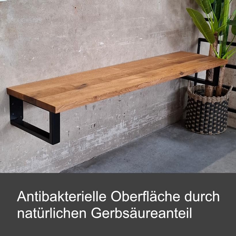 MyTimber® Waschtischplatte aus Eiche Massivholz | 4cm Starke Eichenbohlen | Ideal für Aufsatzwaschbecken | Baumkante oder gerade Kante (Gerade Kante - Gespachtelt & geölt, 60x50cm)