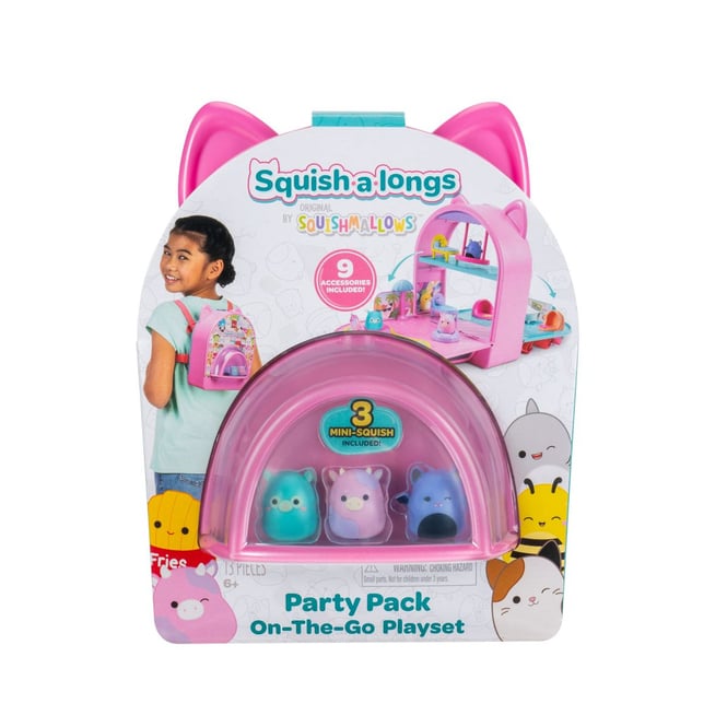 Squishmallows - Squish-a-longs - Party Pack - On-the-Go Playset - Inkl. 3 Figuren