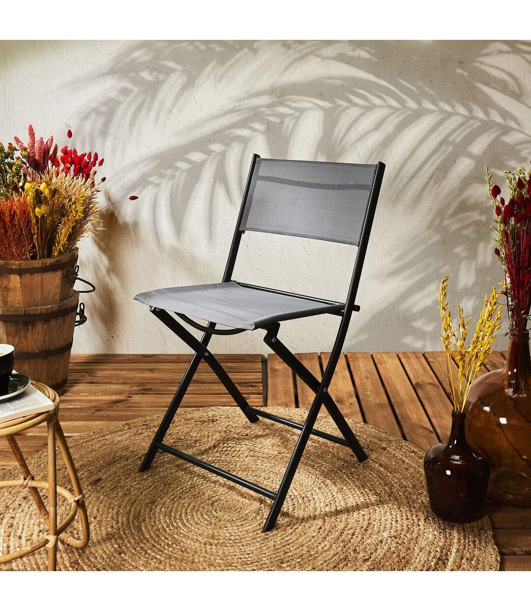 Lot de 4 Chaises pliantes d'extérieur Elba - Gris