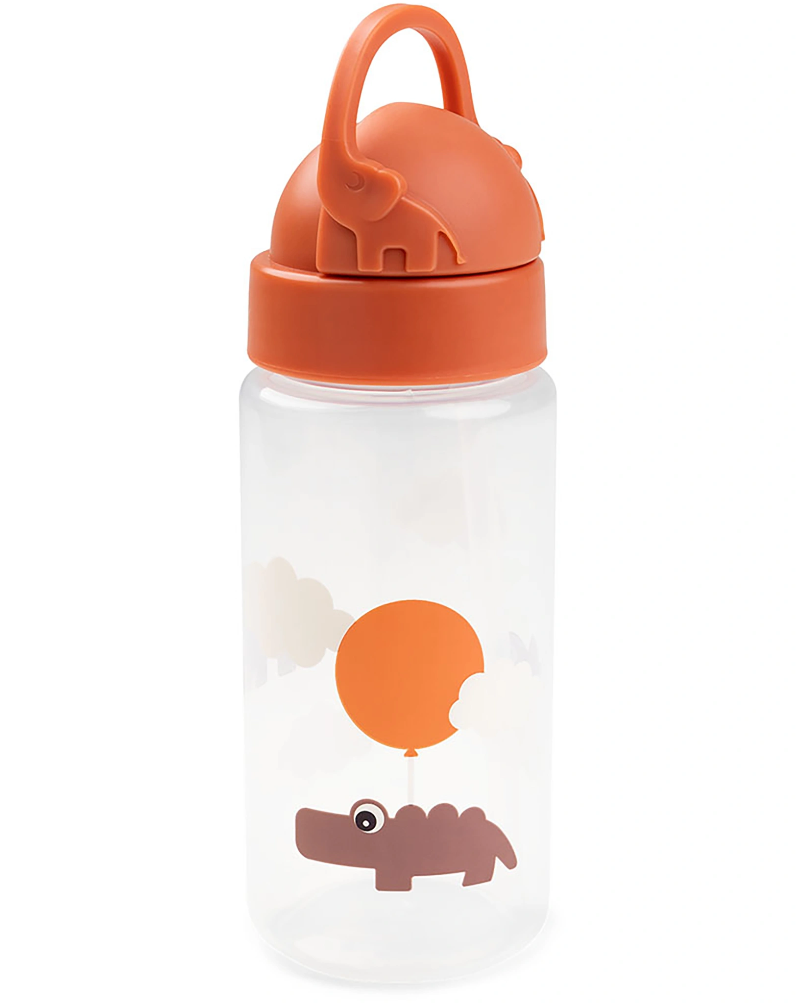 Trinkflasche HAPPY CLOUDS (350ml) mit Trinkhalm in papaya