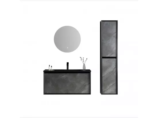 Ensemble de salle de bain 100 cm noir Aquasasso