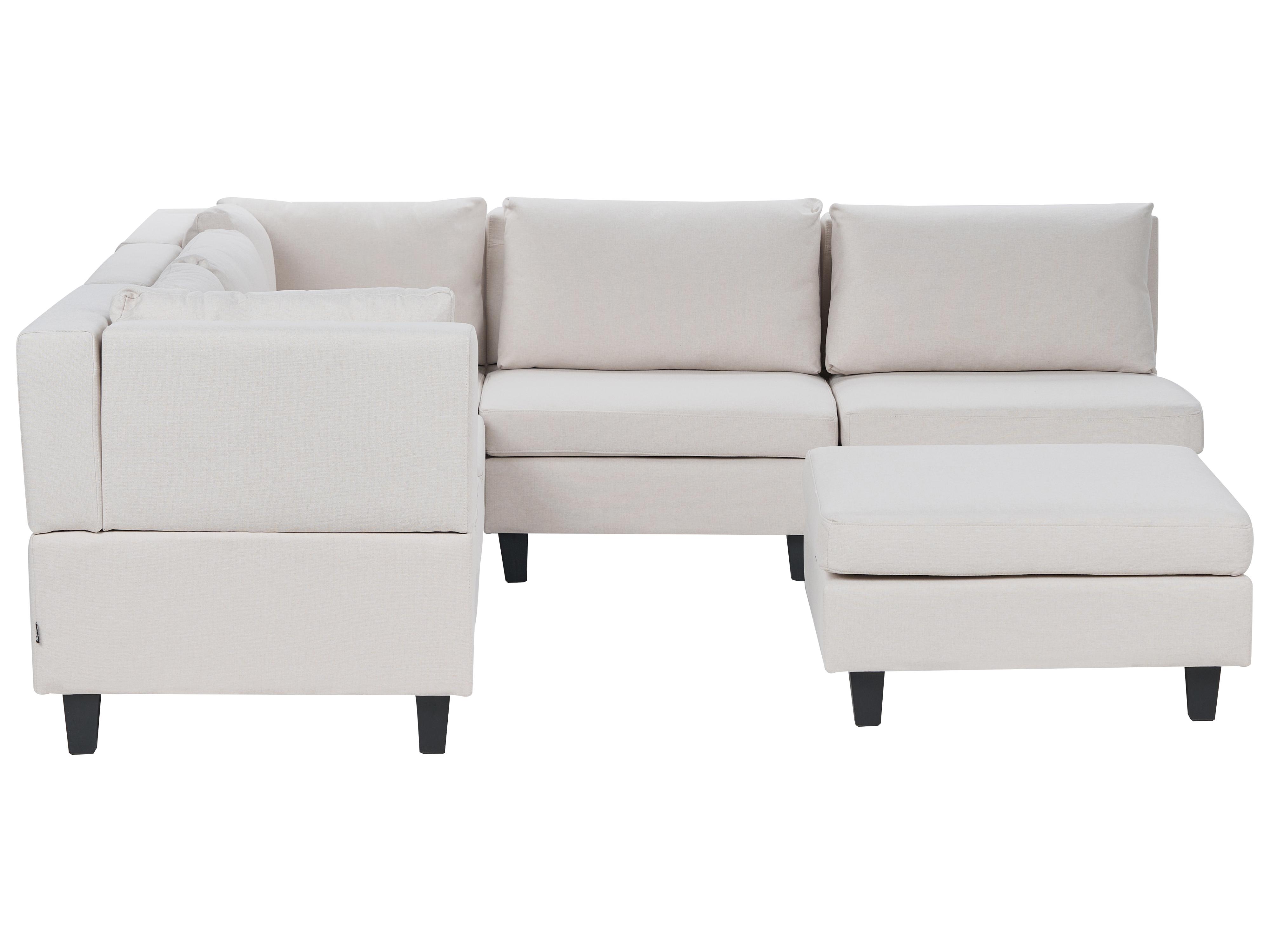 Modulaire hoekbank 5-zits UNSTAD Stof Lichtbeige met ottomaan rechtszijdig