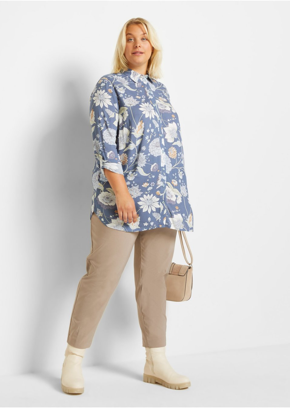 Blouse longue en viscose, à fleurs