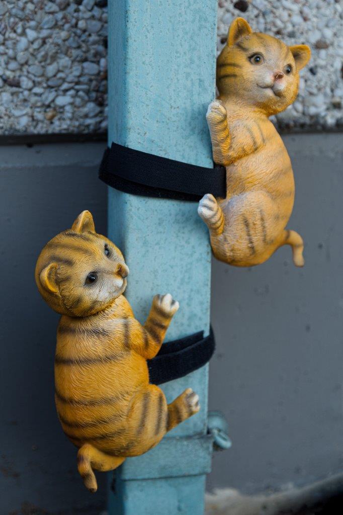 2er-Set Fallrohr-Kletterer KATZEN - braun - Polyresin