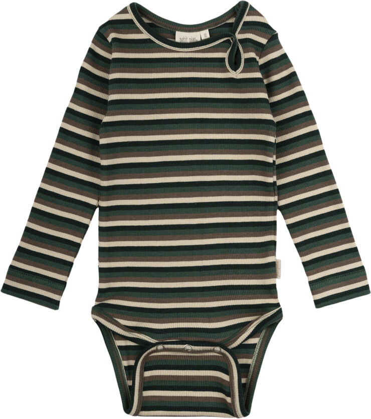 PETIT PIAO Body L/S Modal Multi Striped Emerald green mul