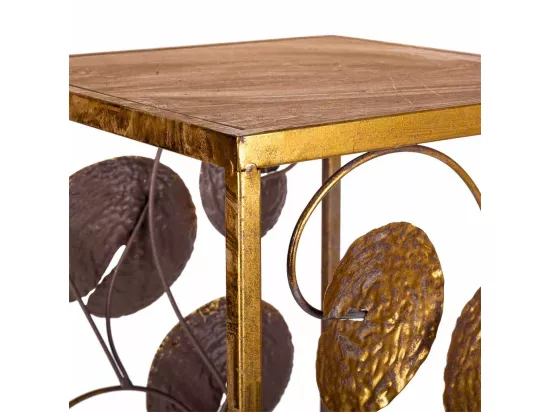Table d'appoint en métal doré 28x28x66h