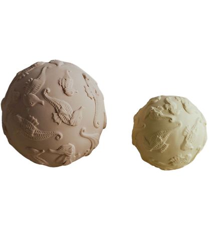 Natruba Bälle - Naturgummi - 2er-Pack - Gelb m. Seepferdchen