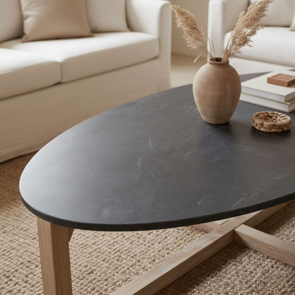 Salontafel Marmer Ovaal Zwart