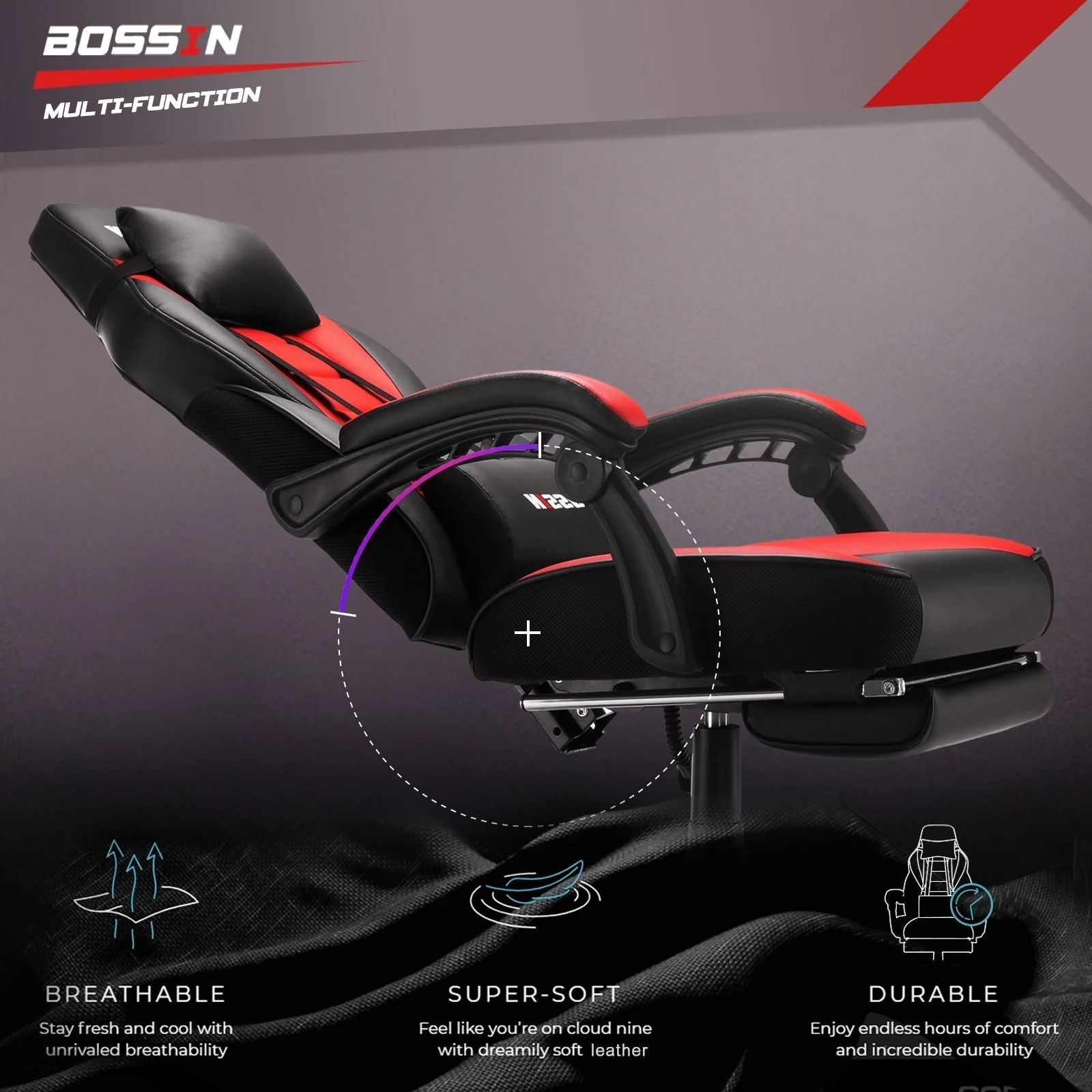 BOSSIN Racing Style Gaming Chair,300 lbs Big and Tall gamer chair High Back Computer Chair