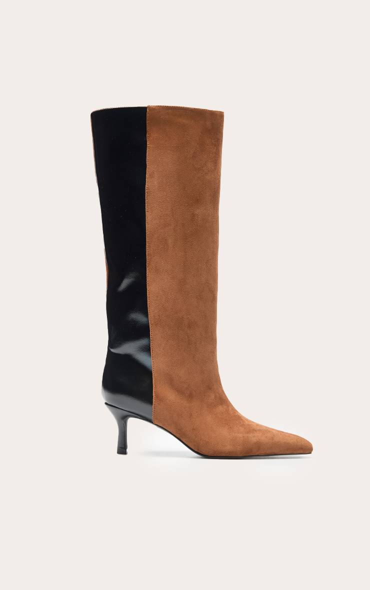 Multicolore Botte Haute À Talon En Synthétique Synthétique Contrastée