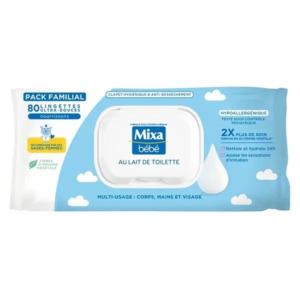 Lenços umedecidos Mixa Baby com leite de limpeza x80