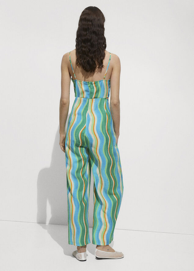 MANGO Printed draped jumps0uit with slits Green