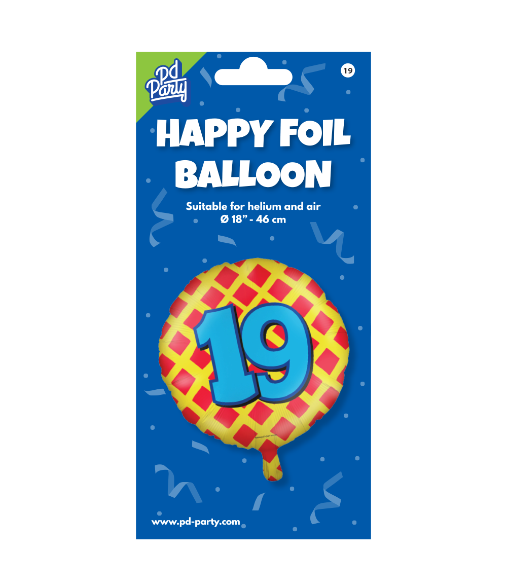 Helium Ballon 19 Jaar Gekleurd Leeg 46cm